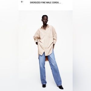 Zara oversized fine wale corduroy shirt.